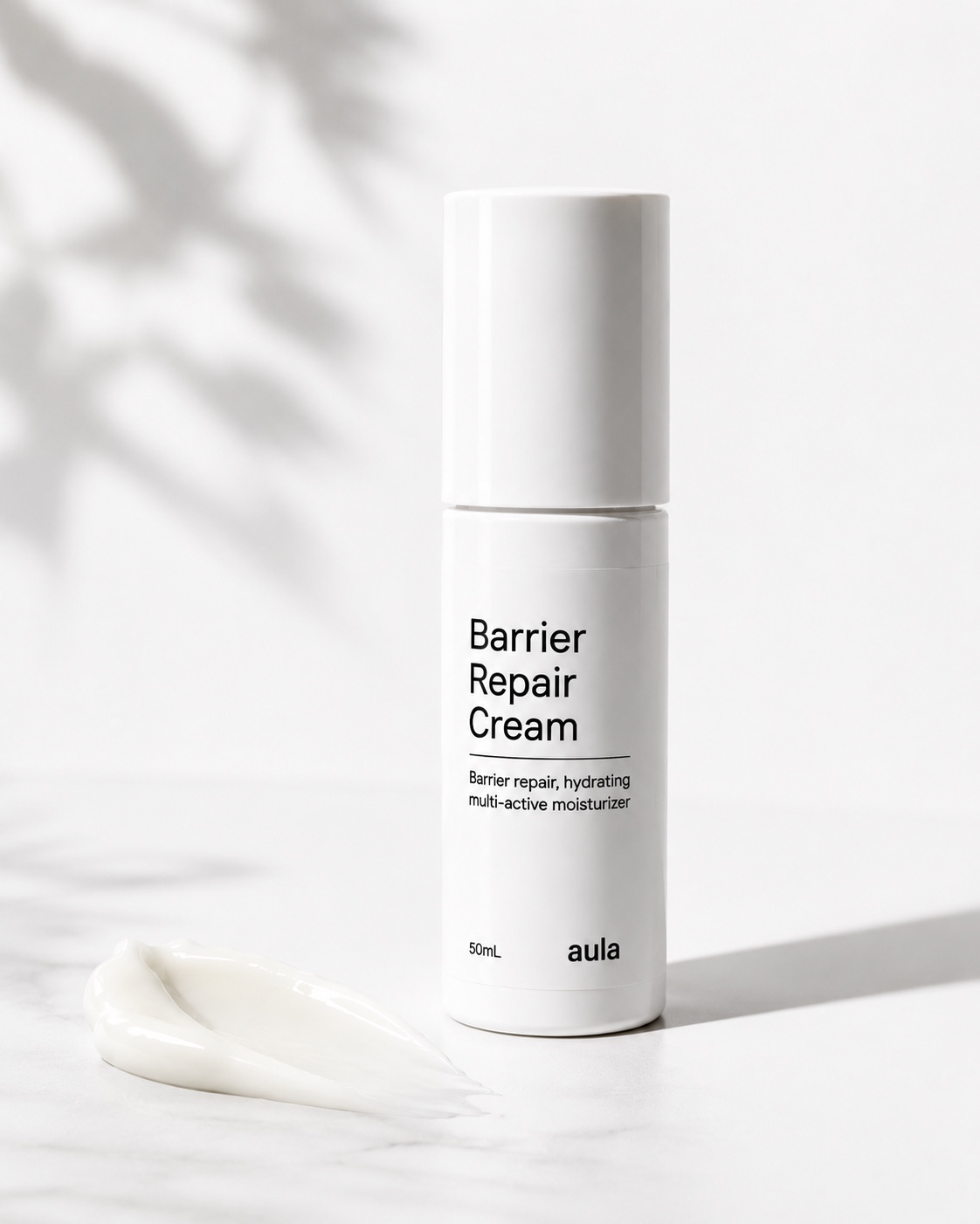 Barrier Repair Cream on marble with cream swatch