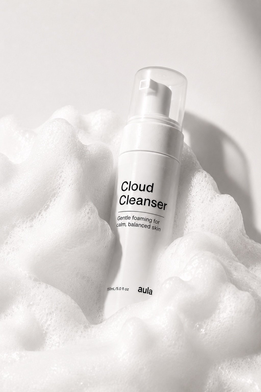 Cloud Cleanser nestled in fluffy foam