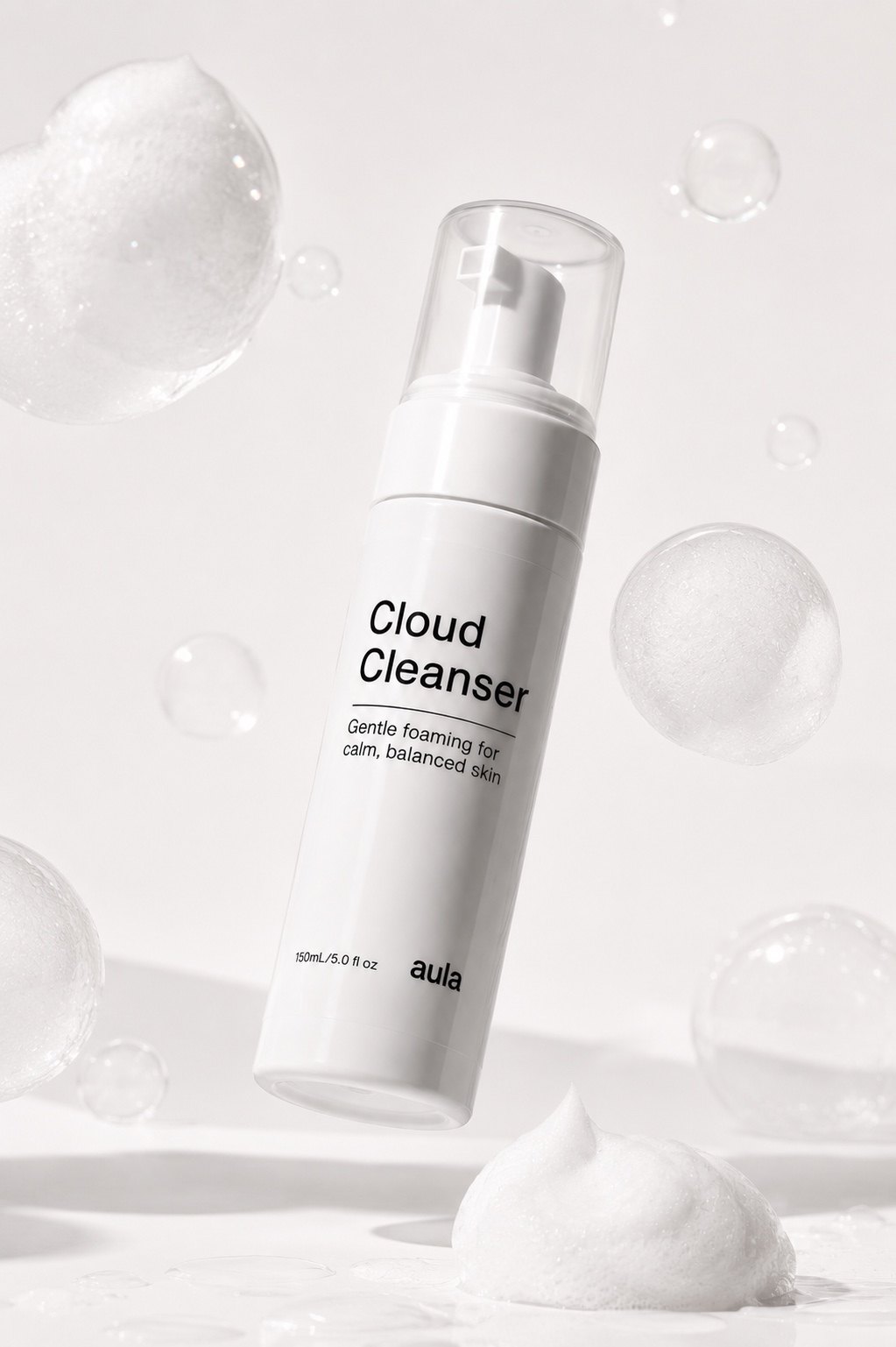 Cloud Cleanser among soft soap bubbles