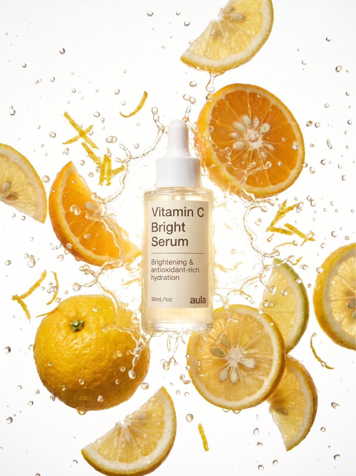 Vitamin C Bright Serum amid a bright citrus splash