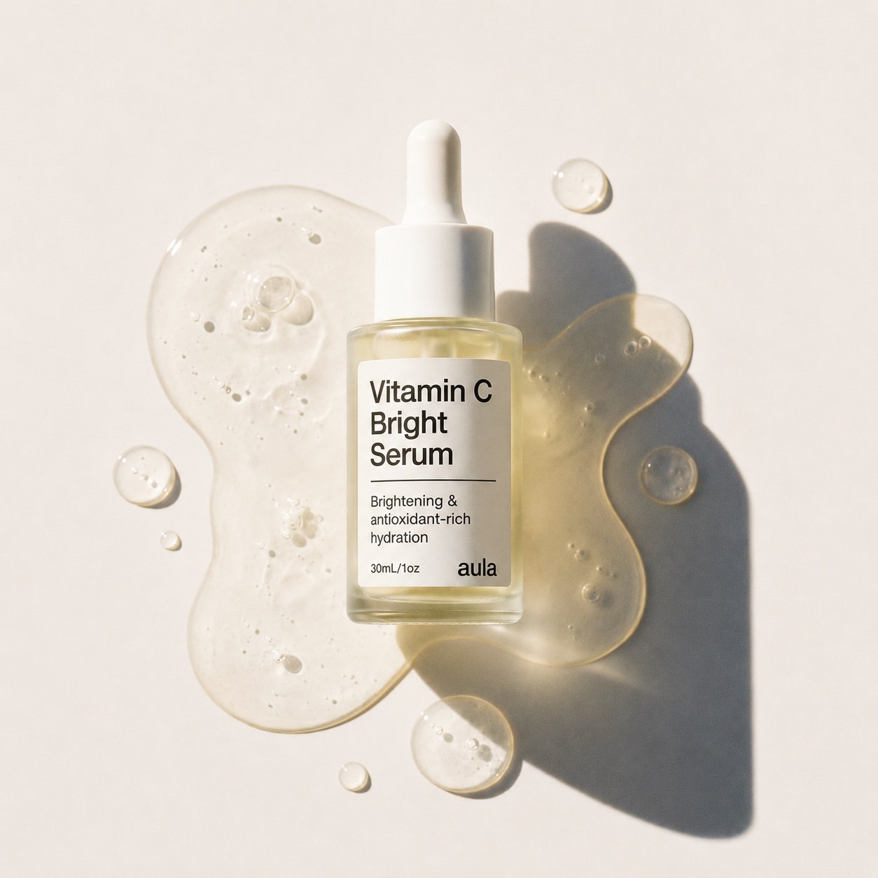 Vitamin C Bright Serum on a golden gel swatch